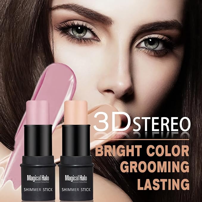 4 Pcs Cruelty-Free Waterproof Highlighter Makeup Sticks Shimmer Illuminator and Blush Stick Face Contour Cosmetics Set Easy To Use Blends Effortlessly-VivaGrace Women