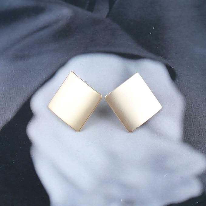 Vintage Square Stud Earrings Square Shape Earrings Geometric Gold Earrings Minimalist Earrings Jewelry for Women and Girls-VivaGrace Women