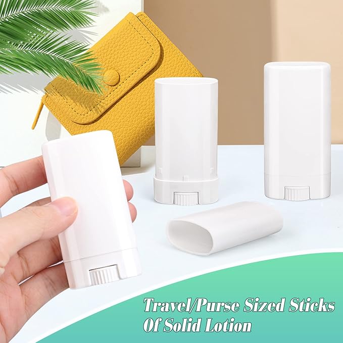 15ml Travel Deodorant Containers,Top-Fill,Empty Plastic Oval Lip Balm Tubes for Chapstick,Lip Balm,Lotion Bar Sticks,Salve,Homemade Solid Lotion,Sample Size Deodorant-30 Pack,White-VivaGrace Women
