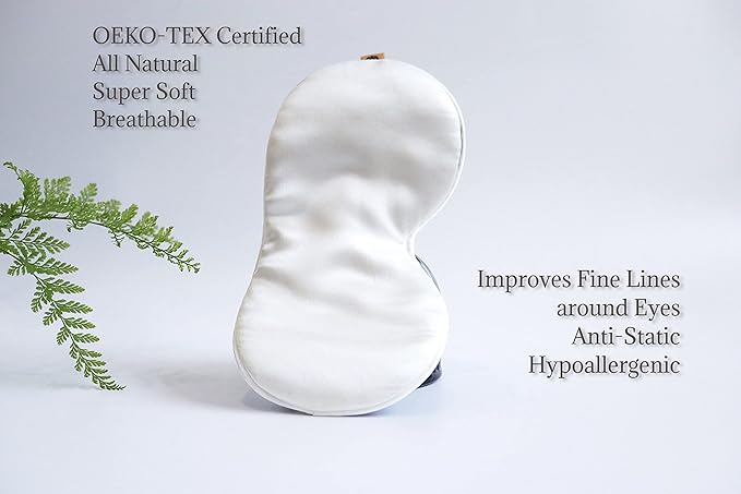 Premium Handcrafted 25 Momme Mulberry Silk Eye Mask for Sleeping (Natural White)-VivaGrace Women
