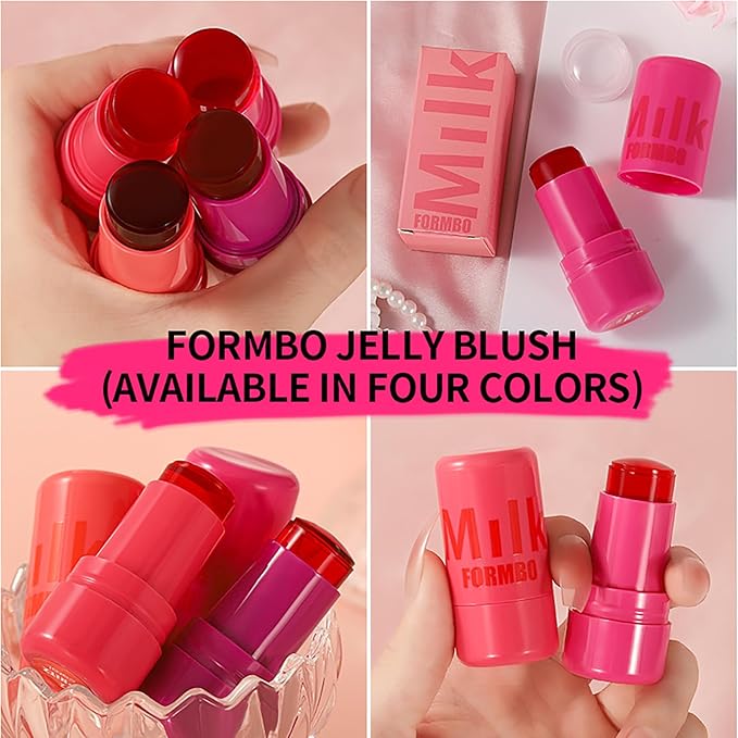 Cooling Water Jelly Tint Blush Makeup Blush Stick 3-in-1 Lip and Cheek Tint Stain Jelly Blush Multi-use Clear Glossy Gel Blush,0.18 Oz (Splash Berry, 0.18 Oz)-VivaGrace Women