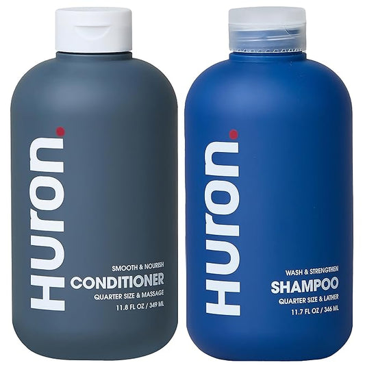 Huron Hair Duo | Nourishing Shampoo & Conditioner Set for Men | Cleanse, Strengthen & Hydrate | Sulfate-Free, Paraben-Free, Vegan | Designed for Daily Use on All Hair Types (2 Pack)-VivaGrace Women