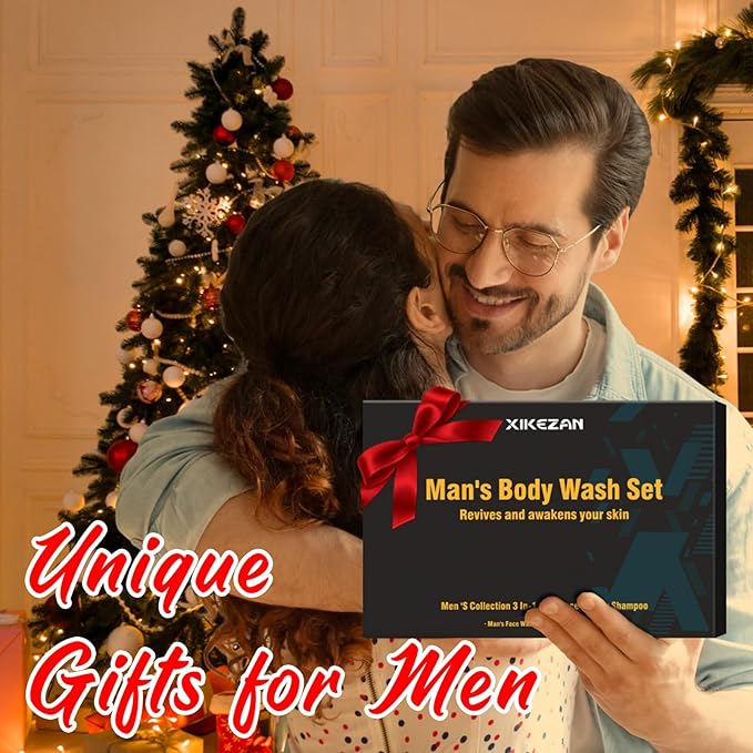 Gifts for Men,Mens Body Wash Gift Set Cleansing & Hydrating Skin w/Face Wash,Deodorant,Sandalwood & Cologne 3 in 1 Hair,Face & Body Wash,Mens Stocking Stuffers Christmas Gifts for Men Him Dad Husband-VivaGrace Women