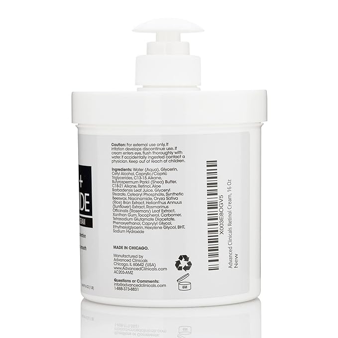 Advanced Clinicals Retinol Body & Face Lotion W/Niacinamide, Dry Skin Face Moisturizer & Crepey Skin Care Treatment, Anti Aging Retinol Cream Reduces Look Of Wrinkles, Sagging Skin, & Age Spots, 2PC-VivaGrace Women