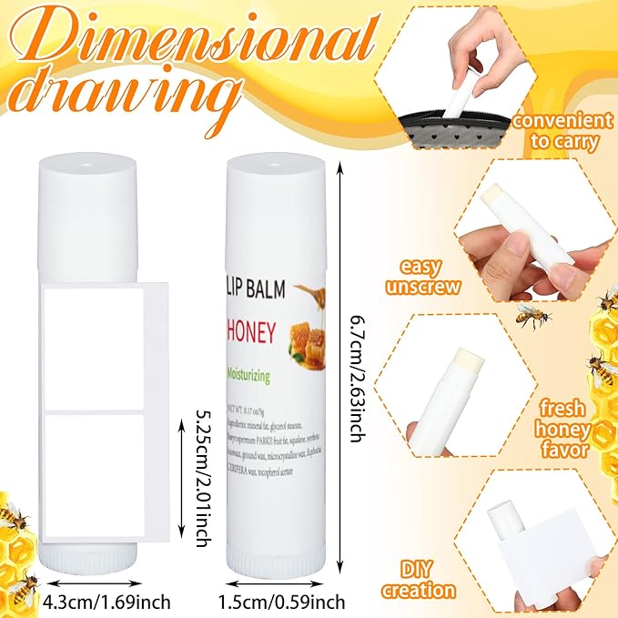 Demissle 150 Pcs Unlabeled Lip Balm Bulk Chapped Stick Blank Mini Lip Balm Gifts Moisturizing Lip Balms Favors for Women Homeless Wedding Bridal Shower Favors Baby Shower Guests Favors(Honey)-VivaGrace Women