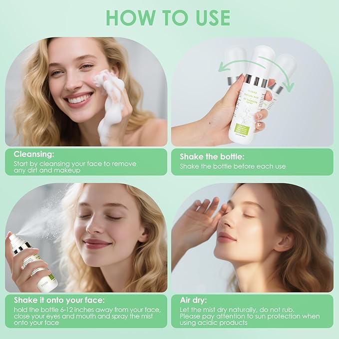 AUSLKA Salicylic Acid Oil Balancing Spray with 2% Salicylic Acid Regulates Skin Balance for Pimple and Oily Skin, Fruit Acid Spray for Face & Body (3.4 Fl Oz)-VivaGrace Women