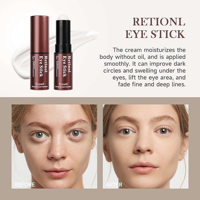 Retinol Eye Stick Retinol Eye Cream for Dark Circles and Puffiness Under Eye Cream Anti Aging Hydrates Moisturises Reduces Fine Lines Rejuvenates Skin-VivaGrace Women