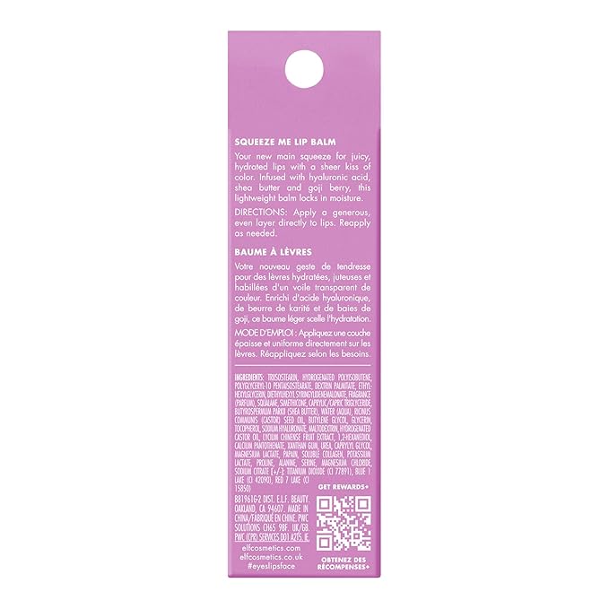 e.l.f. Squeeze Me Lip Balm, Moisturizing Lip Balm For A Sheer Tint Of Color, Infused With Hyaluronic Acid, Vegan & Cruelty-free, Grape-VivaGrace Women