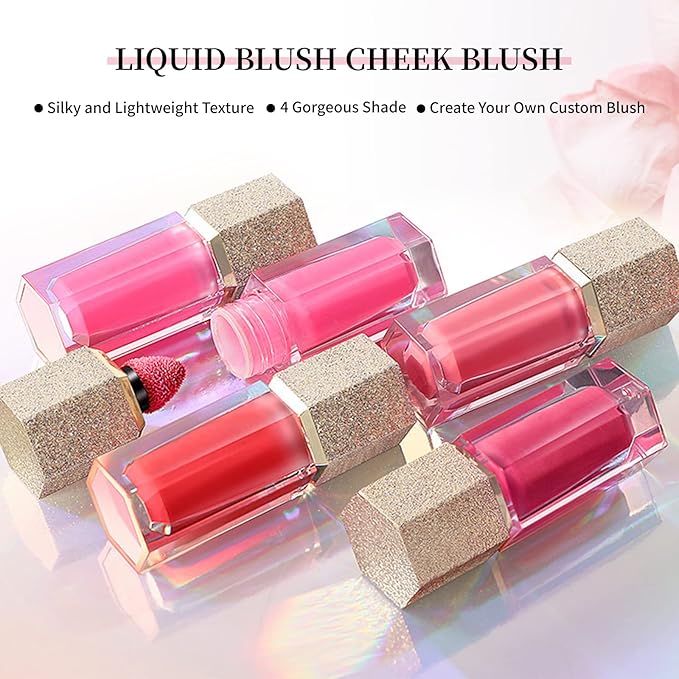 Soft Cream Blush, Liquid Blush for Natural Dewy Blush Makeup, Lightweight Blush for Cheeks, Long-Wearing Smudge Proof Liquid Blush Makeup, Cream Liquid Cream Blush Makeup - Foggy Pink-VivaGrace Women