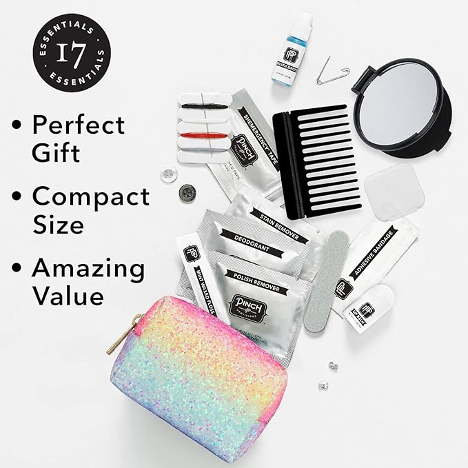 Pinch Provisions Rainbow Minimergency Kit, includes 17 Travel-Sized Cosmetic Essentials, Convenient for Purses, Emergency Beauty Accessories, Gifts for Holiday’s & Birthday’s-VivaGrace Women