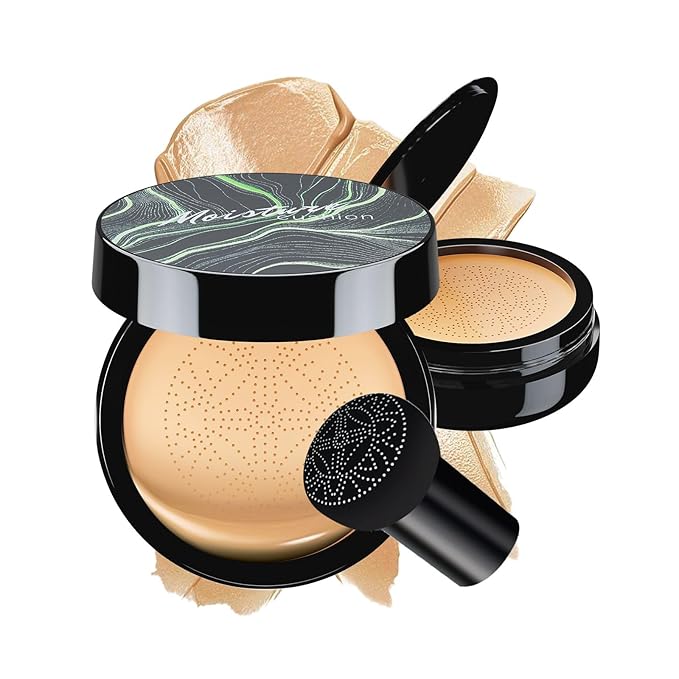 Mushroom Head Air Cushion CC Cream BB Cream Makeup Foundation Moisturizing Concealer Long Lasting Full Coverage Waterproof Foundation Makeup Even Skin Tone Makeup Base Primer (Buff Beige)-VivaGrace Women