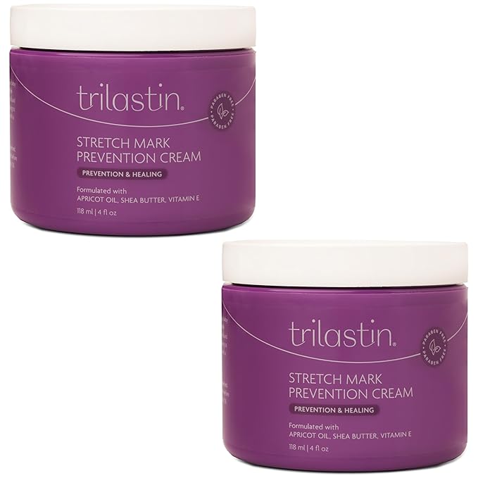 TriLASTIN Maternity Stretch Mark Prevention Cream (4Oz) - Hypoallergenic & Paraben-Free for Pregnancy & Postpartum - Maternity Belly Cream (2 Pack)-VivaGrace Women