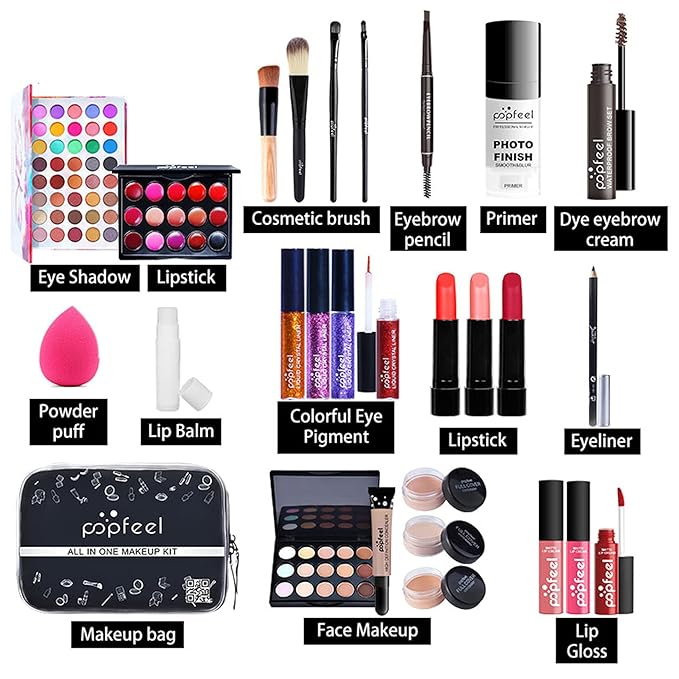 Professional Makeup Kit for Women Full Kit, Makeup Set Cosmetic Make Up Kit with Makeup Bag Include Eyeshadow Palette Makeup Brushes Set Lipstick Lip Gloss Foundation Concealer-VivaGrace Women