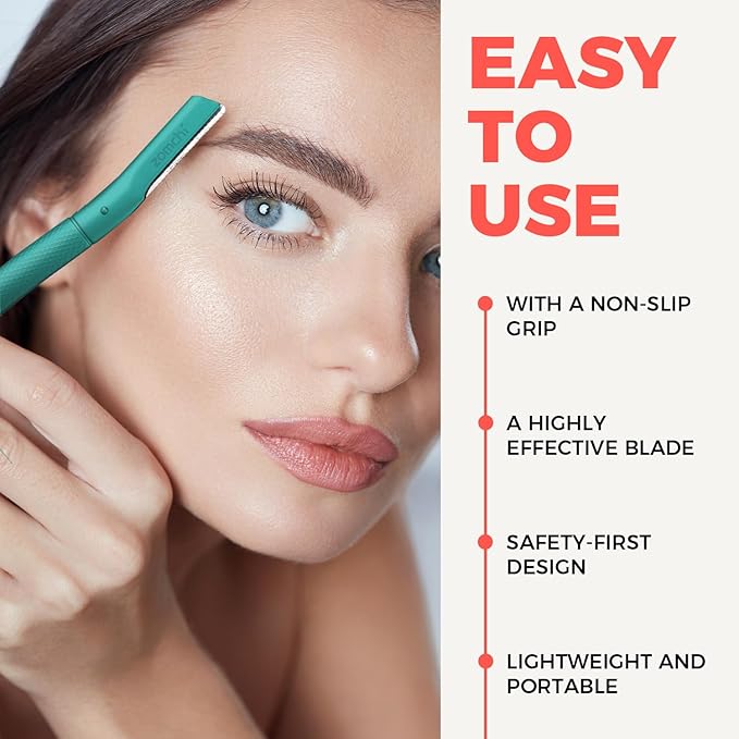 ZOMCHI Eyebrow Razor, Face Razors for Women&Men, Eyebrow Trimmer Shaper with Precision Cover, Facial Shaver with 6 Blades (Green)-VivaGrace Women