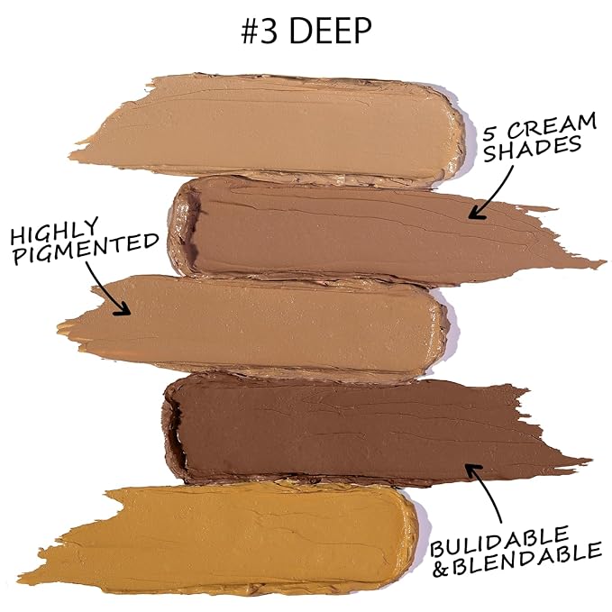 5 In 1 Multi-Use Correcting Concealer Palette,Waterproof Long Lasting Contour Palette,Professional Creamy Concealer Kit for Women,Easy to Create Full Coverage and Natural Finish.#3-VivaGrace Women