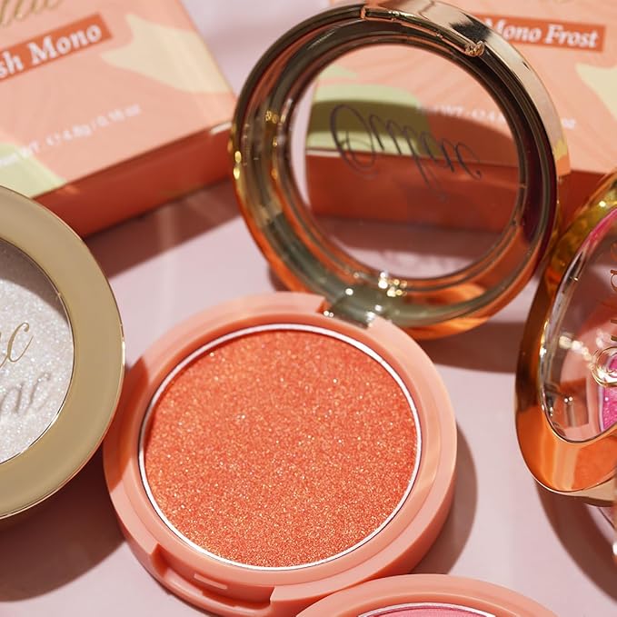 Oulac Luminisers Powdery Blusher for Cheeks Face Glow,Brighten Skin As Highlighter Makeup, Shimmer Blusher,Buildable and Vegan Cosmetics,4.8g F09 Summer Flame-VivaGrace Women