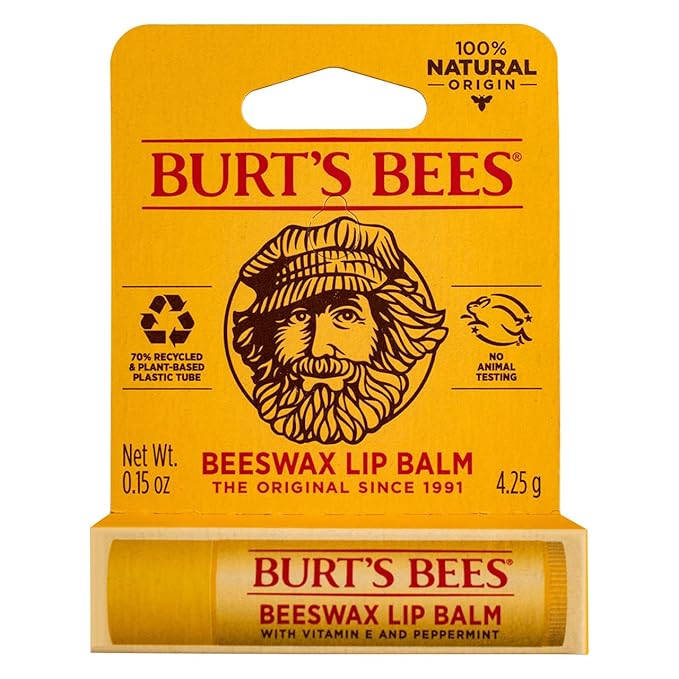 Burt's Bees Beeswax Lip Balm with Vitamin E & Peppermint 0.15 oz (Pack of 5)-VivaGrace Women