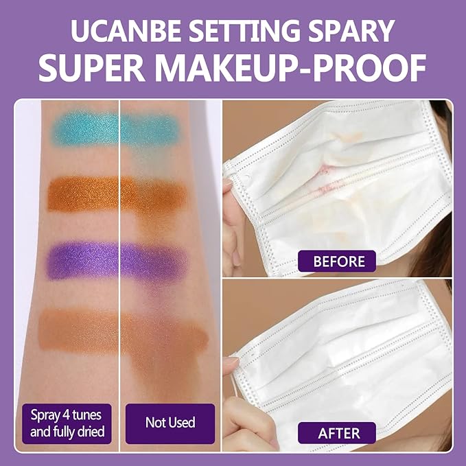 Long Lasting Makeup Setting Spray Kit- 6.76 Fl oz Hydrating Matte Finish Mist Lightweight Face Make up Fixer +Travel Size Spray Bottle+Sponge Puff Makeup Set-VivaGrace Women