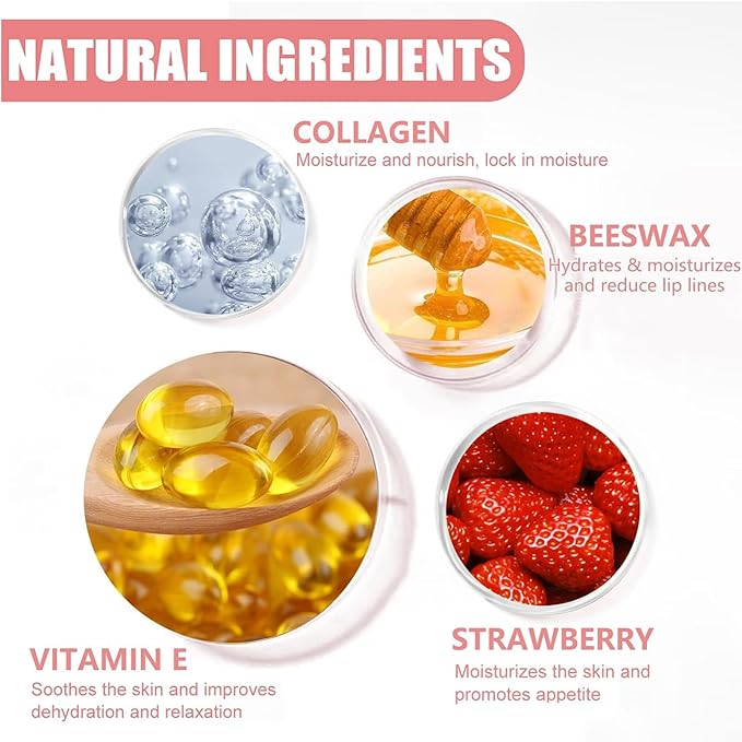 2 PCS Lip Balm Honey Pot, Honey & Strawberry Lip Sleeping Mask Vitamin E & Moisturizing Propolis Lip Balm with Stick, Prevention Dry and Cracked Lip Scrubs Exfoliator Lip Wrinkle-VivaGrace Women