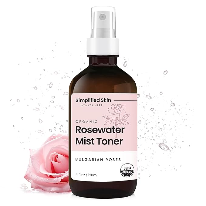 Rose Water Spray for Face & Hair - Organic USDA Certified Rosewater Facial Toner - Alcohol-Free Makeup Setting Hydrating Face Mist - Anti-Aging Toner Spray - 4 Oz-VivaGrace Women