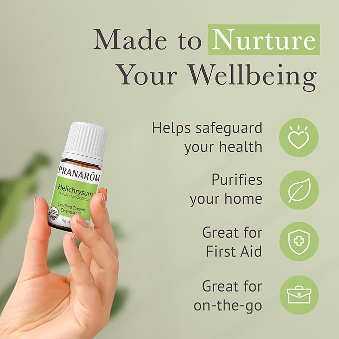 Pranarom USDA Certified Organic Helichrysum Essential Oil (2ml), 100% Pure Natural Therapeutic Grade for Skincare, Lotions, Aromatherapy, Diffusion, and Wellness-VivaGrace Women