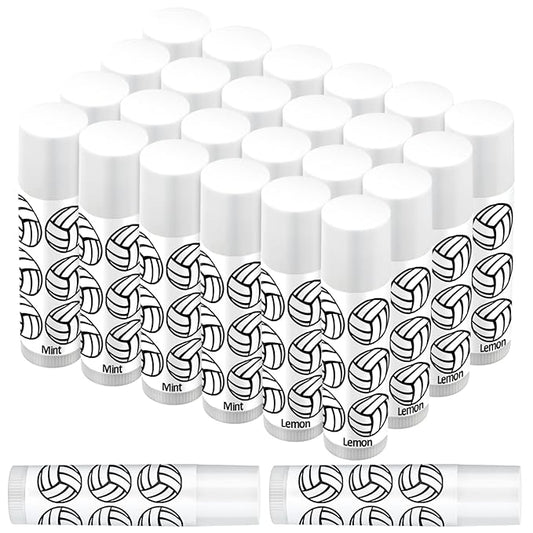 24 Pcs Volleyball Lip Balm Volleyball Team Gifts Volleyball Party Favors Volleyball Lip Balm Gift for Volleyball Team Volleyball Party Guest Supplies (White)-VivaGrace Women