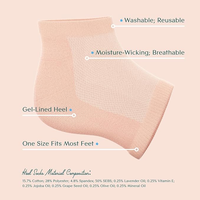 Bare August Glass Foot File & Overnight Heel Socks Bundle-VivaGrace Women