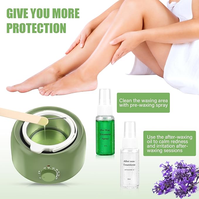 Waxing Kit - TIKESI Wax Warmer for Hair Removal, Hard Wax Kit with 14oz 5 Bags Hard Wax Beans for Full Body, Legs, Face, Eyebrows, Bikini, Brazilian Waxing Kit for Women Men-VivaGrace Women