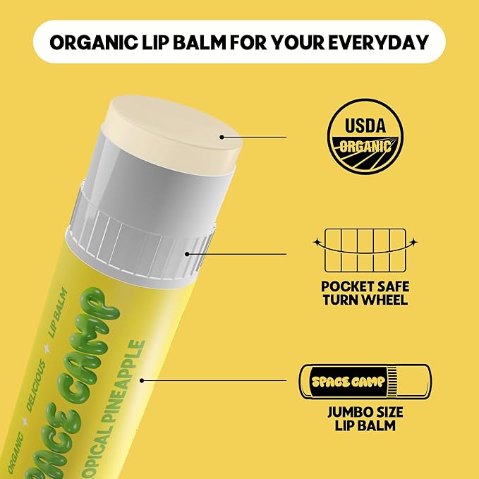 Wellness Jumbo Lip Balm - Tropical Pineapple Organic Flavored Balm (2 Pack)-VivaGrace Women