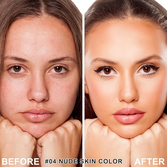 Mushroom Head Air Cushion CC Cream Foundation BB Cream Foundation Makeup Moisturizing CC Cream Liquid Foundation,Concealer Lasting Makeup Foundation Even Skin Tone Makeup Base Primer (#04 Nude)-VivaGrace Women