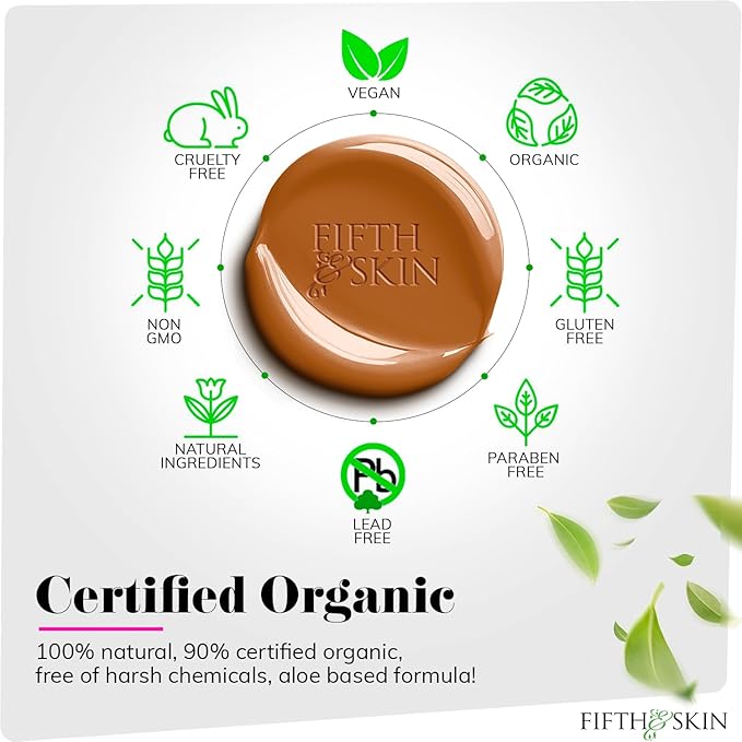 Fifth & Skin: Better’n Ur Skin Liquid Foundation (MOCHA LATTE) - Natural, Organic, Vegan, Cruelty-Free - Gluten-Free Beauty with Buildable Coverage and Palm-Free Luxury - 1 oz-VivaGrace Women