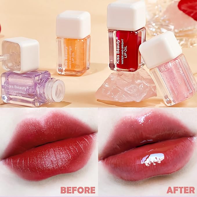 Plumping Lip Oil,Lip Gloss Hydrating Tinted Lip Balm Lip Care Transparent Toot Lip Oil Tinted Lip Glow Oil Long Lasting Nourishing Non-sticky Repairing Lightening Lip Lines Shine Primer Lip Tint（Grape)-VivaGrace Women