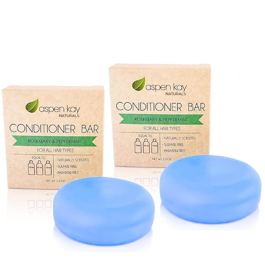 Peppermint & Rosemary Natural Hair Conditioner Bar, Organic, Vegan, Volumizing, Hydrating Argan Oil Conditioner for Curly or Straight Hair, Paraben & Sulfate Free, Made in USA - 2.3 oz.-VivaGrace Women