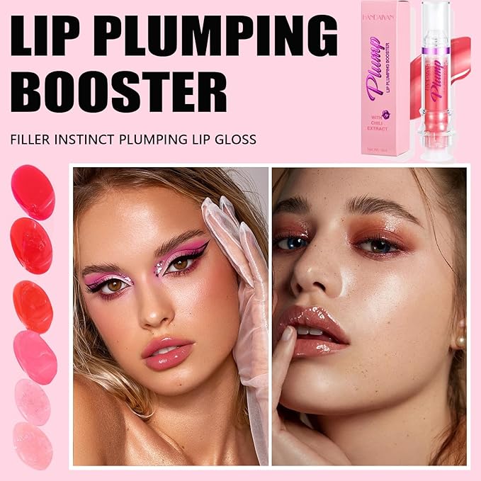 Glossy Finish Lip Glow Oil,Lip Plumping Booster Plump,Hydrating, Volumizes & High-Shine Lip Plumping Mirror Lip Glaze Lip Makeup,Lip Enhancer for Fuller, Lip Mask, Hydrating& Reduce Fine Lines (001#)-VivaGrace Women