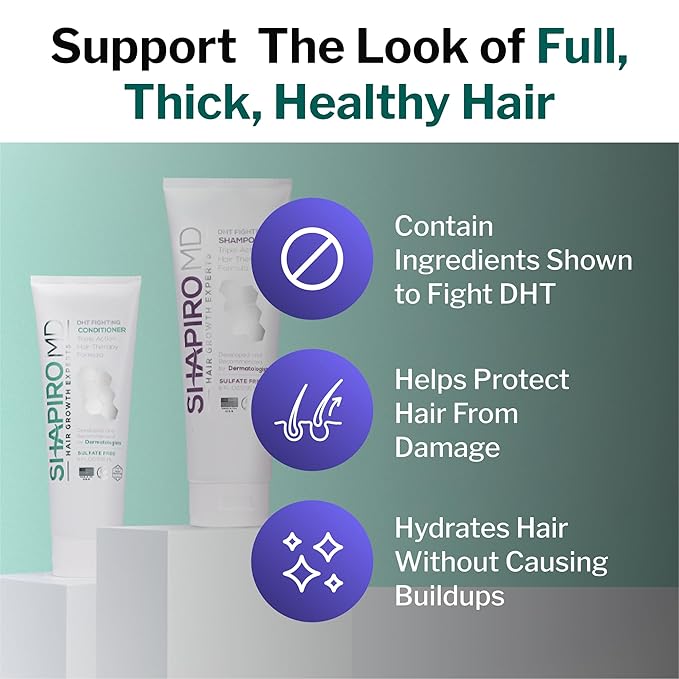 Shapiro MD Hair Growth Experts Hair Loss Shampoo and Conditioner, DHT Fighting Vegan Formula for Thinning Hair Developed by Dermatologists, Experience Healthier & Thicker Hair - 2 Month Supply-VivaGrace Women