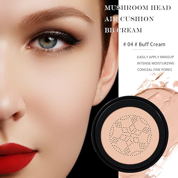 Ownest Mushroom Head Air Cushion BB Cream, Concealer Lasting Nude Makeup Moisturizing Pigment CC Liquid Foundation, Even Skin Tone Makeup Base Primer-Buff Beige-VivaGrace Women