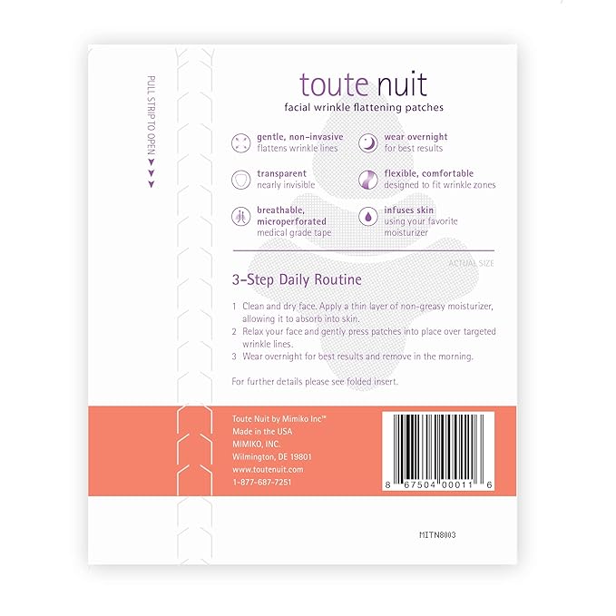 Toute Nuit Wrinkle Patches – Trial Pack – Face Tape for Forehead, Eyes & Mouth – Hypoallergenic Anti Wrinkle Patches – 54 Count, Made in USA-VivaGrace Women