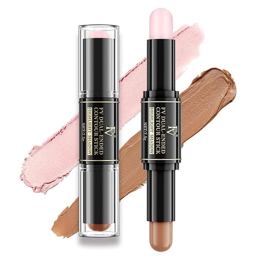 FV Cream Contour Stick, 2-in-1 Face Shaping Stick for Highlighting & Contouring, Bronzer Stick，Long Lasting & Waterproof，Non-Sticky Highlighter Makeup Pen for Medium/Tan Skin Tones, 0.26oz (7.5g)-VivaGrace Women