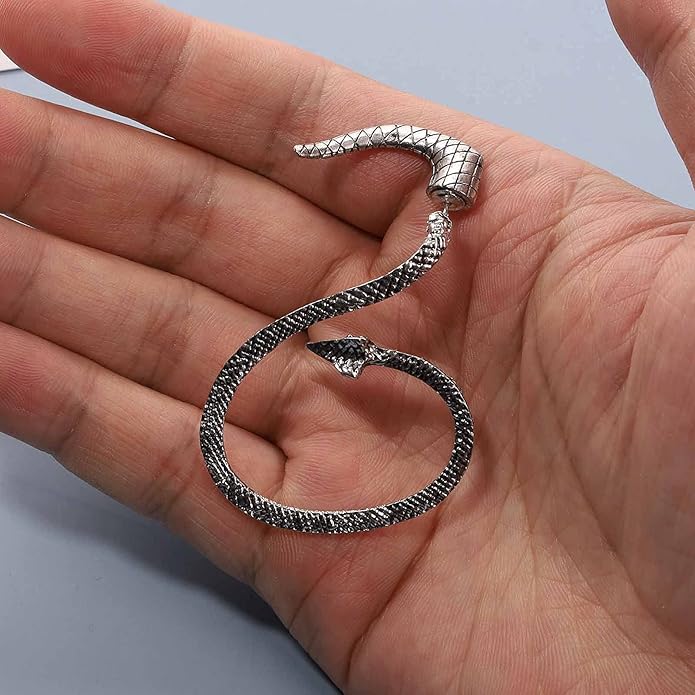 Punk Snake Cuff Earrings Silver Snake Ear Climber Earrings Cartilage Ear Crawler Earrings Gothic Serpent Clip on Wrap Earrings Jewelry for Women-VivaGrace Women