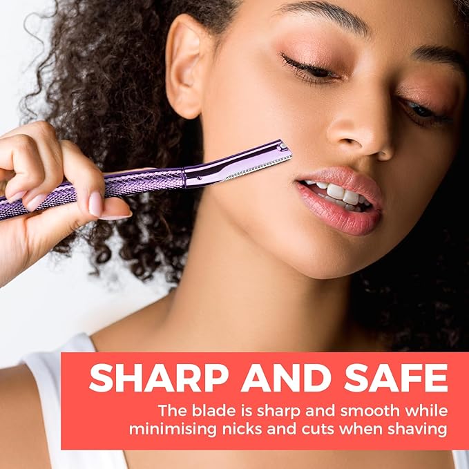 ZOMCHI Eyebrow Razor, Face Razors for Women&Men, Eyebrow Trimmer Shaper with Precision Cover, Facial Shaver with 6 Blades (Purple)-VivaGrace Women