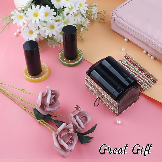 12 Pieces 15g Black Plastic Deodorant Containers,Empty 1/2 oz Travel Lip Balm Tubes,Refillable Twist-UP Solid Perfume Tubes,Lipstick Tubes for DIY-VivaGrace Women