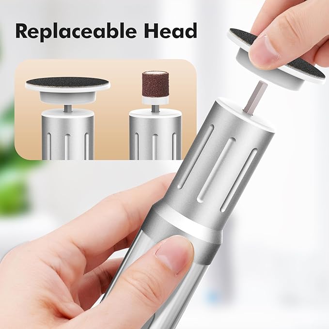 Electric Foot Callus Remover Cordless Electric Foot Filer Kit with 6Speeds Chagring Dock Callus Remover for Women Men Feet and Nail (White)-VivaGrace Women