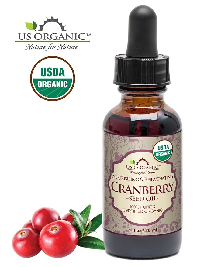 US Organic Cranberry Seed Oil, USDA Certified Organic,100% Pure & Natural, Cold Pressed Virgin, Unrefined in Amber Glass Bottle w/Glass Eyedropper for Easy Application (1 oz (30 ml))-VivaGrace Women