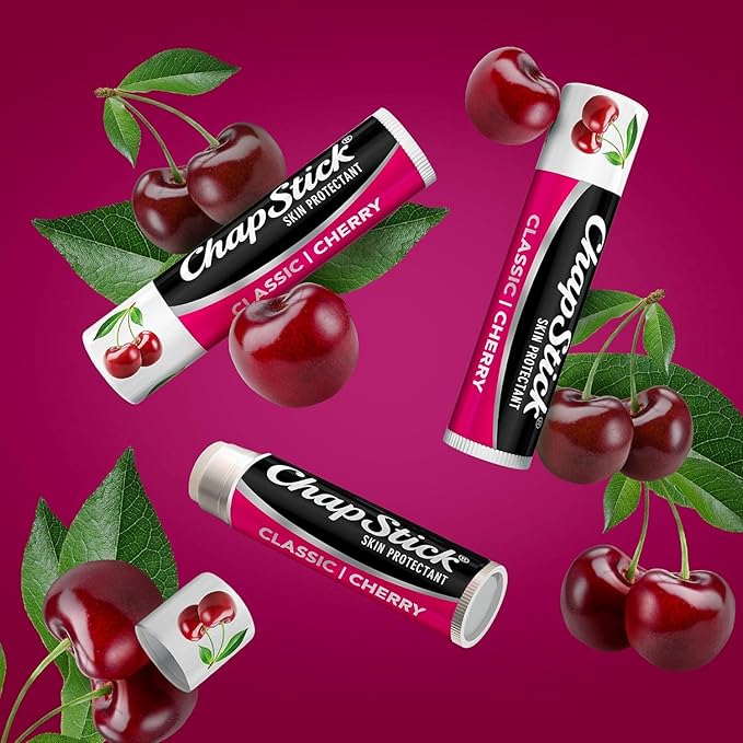 ChapStick Classic (1 Box of 12 Sticks, 12 Total Sticks, Cherry Flavor) Skin Protectant Flavored Lip Balm Tube, 0.15 Ounce Each, 12 Count (Pack of 1)-VivaGrace Women