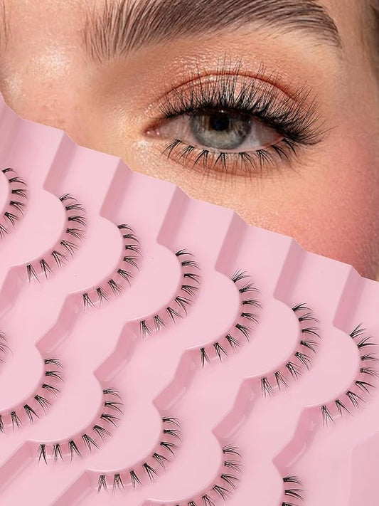Lashes Natural Bottom Lashes 9mm Lower Strip Lashes Extention False Eyelashes Natural Look Wispy Bottom Eyelashes Fake Lashes Pack 7 Pairs-VivaGrace Women
