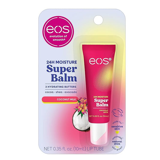 eos 24H Moisture Super Balm- Coconut Milk, Lip Mask, Day or Night Lip Treatment, Made for Sensitive Skin, 0.35 fl oz-VivaGrace Women
