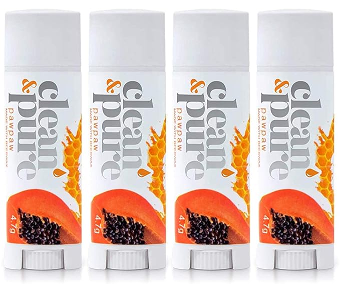 Lip Balm 4-Pack (Pawpaw) | Lip Care Set With 100% All Natural Beeswax and Vitamin E Oil | Flavored Lip Balm for Dry, Chapped Lips | Made in Australia…-VivaGrace Women