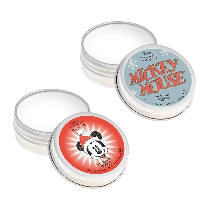 MAD BEAUTY Disney Mickey Mouse Lip Balm Duo, Frosted Berries & Vanilla Scented, 2-Pack, Gift Wrapped, Christmas, Holidays, Moisturizing-VivaGrace Women