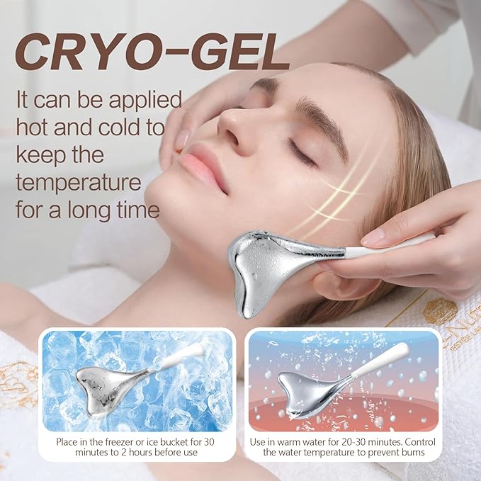 Ice Globes for Face Cryo Sticks Set, Ice Roller Stainless Steel Facial Massage Skin Care Tools for Cooling & Hot Spa-VivaGrace Women