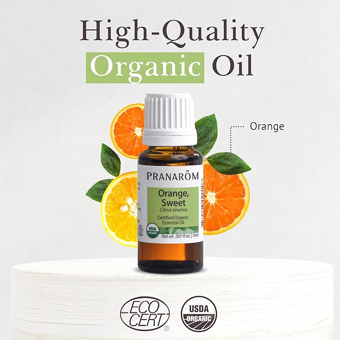 Pranarom USDA Certified Organic Sweet Orange Essential Oil (15ml), 100% Pure Undiluted Therapeutic Grade from Mexico for Aromatherapy, Diffuser, Citrus Scent, Soothing, DIY Cleaning-VivaGrace Women